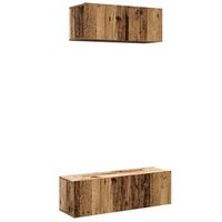 conjunto de mueble tv 2 uds  mueble de salon  mesa de tv montado la pared madera vieja