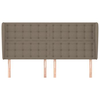 Cabecero Cama Mueble De Dormitorio Con Orejas De Tela 183 X 23 X 118/128 Cm Gris Topo M02_0003450