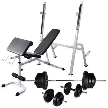 Banco De Entrenamiento Con Soporte De Pesas Y Mancuernas 60,5kg Vidaxl