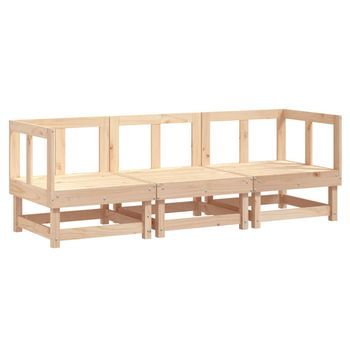 Juego De Muebles De Jardín 3 Uds | Conjunto De Comedor | Conjunto De Descanso Madera Maciza De Pino