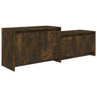 mueble de tv madera de ingenieria roble ahumado 1465x35x50 cm vidaxl