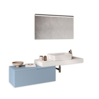 Composición Baño 4 Piezas Venere Blanco/azul Cielo Tiffany En Mdf
