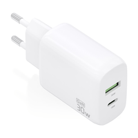 cargador aisens gan 30w 1xusb-c pd30 qc40 1xusb-a qc30 blanco