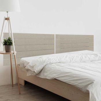 Dhome Cabecero De Madera Reciclada Dm Para Camas De 220 Estilo Palet Horizontal Con Patas Dual Dividido En 2 Piezas Cama Palet Herrajes Incluidos (220cm Dual, Acabado Lino)
