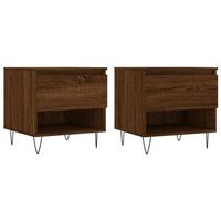 mesa de centro 46x50x50 cm madera y metal trabajados - marron