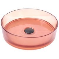 lavabo sobre encimera de bano redondo solid surface transparente 36 cm rojo tolosa