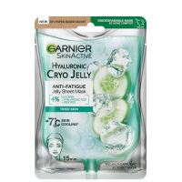 garnier anti-fatigue hyaluronic acid and icy cucumber cryo jelly face mask 27g