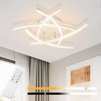 Lámpara De Techo Led De Diseño Blanca De 32 W Con Mando A Distancia Para Salón Y Oficina Zmh
