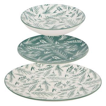 Agathe Servicio De Mesa 12 Pieza(s) Verde D26,5xp2,4cm - Atmosphera Createur D'interieur