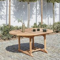 mesa de jardin extensible ovalada de madera de teca maciza 68 pers