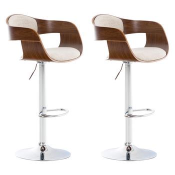 Set De 2 Taburetes Kingston En Tela Nogal/crema 48x50x88 Cm Clp