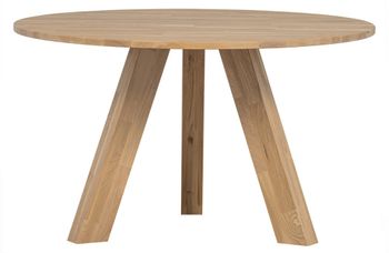 Mesa de comedor redonda de roble claro d129 cm