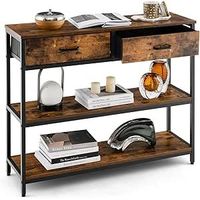 mesa de entrada con 2 cajones plegables y estantes costway 100 x 30 x 80 cm marron rustico