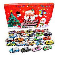 calendario de adviento con figuritas de regalo para decorar 24 figuras de coches de carreras diferentes 37x35x23 cm color multicolor