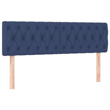 Juego De 2 Cabeceros Cama | Panel De Cabecera Tela Azul 72x7x78/88 Cm
