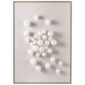Cuadro Moderno Con Bolas Tridimensionales Hecho A Mano De Material Sintético Marco De Madera De Pino Blanco Bantry