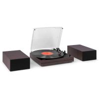 tocadiscos audizio akron altavoces integrados bluetooth madera oscura