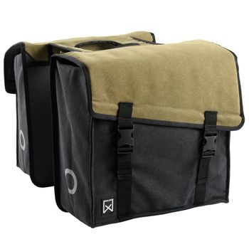 Alforja Doble Para Bicicleta 101 Lona Verde Y Negro 30 L Willex