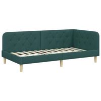 cama individual  cama para adulto  estructura de cama en esquina verde oscuro 100 x 200 cm tela