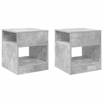2 Piezas Mesa Auxiliar | Mesa De Apoyo Gris Concreto 40,5 X 40 X 45 Cm