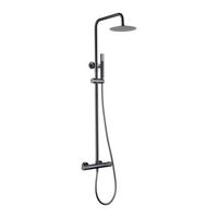 columna de banera y ducha termostatica negra en acero y laton con ducha extensible