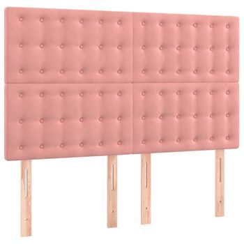 Cabecero Cama Mueble De Dormitorio Con Luces Led Terciopelo 144 X 5 X 118/128 Cm Rosa M02_0002757