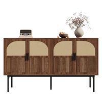 aparador - mueble de salon - mdf y ratan - natural 140x40x80cm