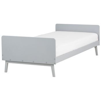 Cama Individual Moderna Somier De Láminas De Madera De Pino Gris 90 X 200 Cm Bonnac