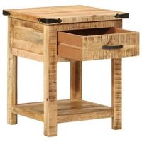 mesita de noche  mesa auxiliar  mesilla madera maciza de mango 40x40x50 cm