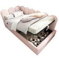 cama tapizada 90x190 cm - sofa cama - canape hidraulico - terciopelo - rosa