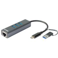 d-link dub-2332 adaptador usb-cusb a gigabit ethernet con 3 puertos usb 30 pd 60w