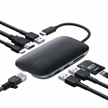 Docking Station AUKEY CB-C71 100 W USB-C HDMI RJ-45 Lector SD Negro