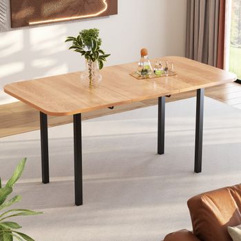 Mesa de comedor extensible efecto madera brillante 120-160x80 cm