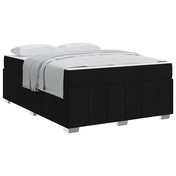 Estructura De Cama Con Colchón Negro 140 X 200 Cm Tela