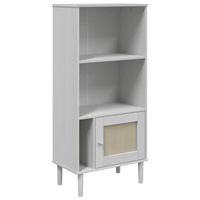 estanteria  libreria  armario de libros senja aspecto ratan madera pino blanco 60x35x130 cm