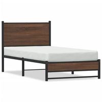 estructura de cama sin colchon metal marron roble 90x200 cm vidaxl