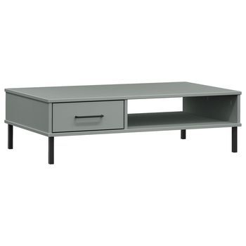 Mesa De Café - Mesa De Centro Con Patas De Metal Oslo Madera Maciza Pino Gris