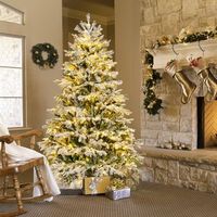 146cm180cm arbol de navidad artificial con luces led blancas calidas y base montaje facil-180cm cfw22264