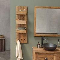 estanteria de pared de teca maciza reciclada