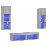 muebles tv pared con led 6 pzas madera ingenieria gris sonoma vidaxl