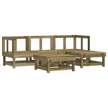 Juego De Sofás De Jardín 5 Piezas Madera De Pino Impregnada Vidaxl