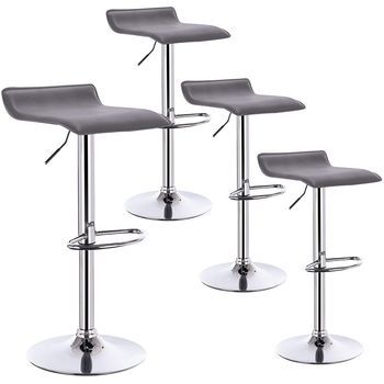 Juego De 4 Taburetes De Bar Giratorio 360° Cuero Sintético + Metal 39,5 X 38,5 X 84 Cm,gris,woltu