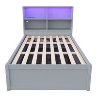 sofa cama 90200 - con multiples tomas de corriente compartimentos de almacenamiento luz led cama hidraulica cama individual multifuncional - gris