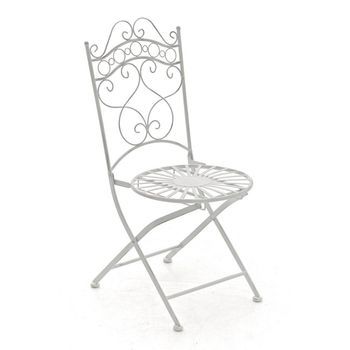 Silla De Jardín Plegable Indra Metal Blanco Antiguo 50x40x92 Cm Clp