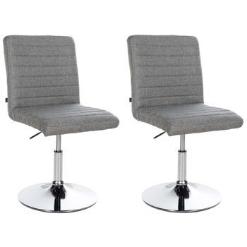 Clp Set De 2 Taburetes De Comedor Elva En Tela Gris 60x44x81 Cm