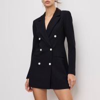 good american exec embellished ponte blazer dress - l
