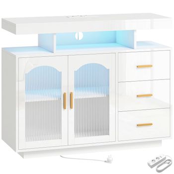 Aparador de salón 100x35x80 cm blanco brillante