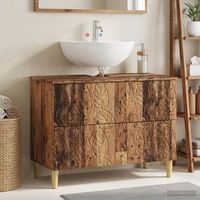 vidaxl mueble de lavabo para bano delft madera envejecida