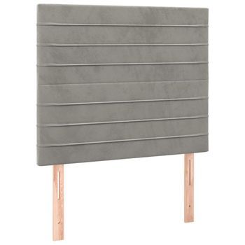 Cabecero Cama Mueble De Dormitorio Con Luces Led Terciopelo Claro 80 X 5 X 118/128 Cm Gris M02_0002635