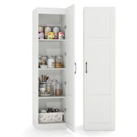 costway gabinete de almacenamiento alto armario de 4 niveles independiente con puerta para cocina sala de estar 40 x 375 x 150 cm blanco
